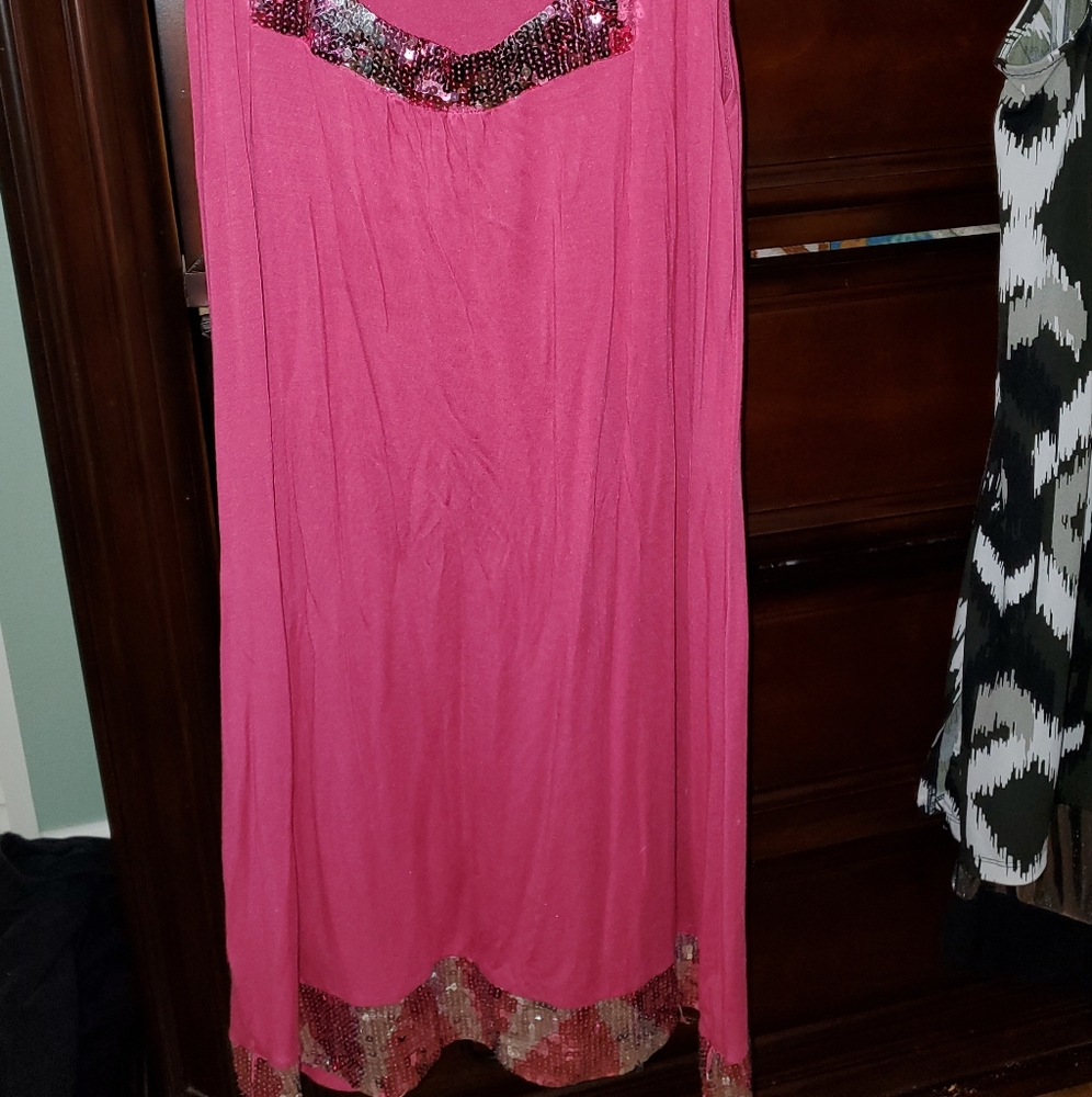 Express Pink Silver Sequin Trim Mini Dress L